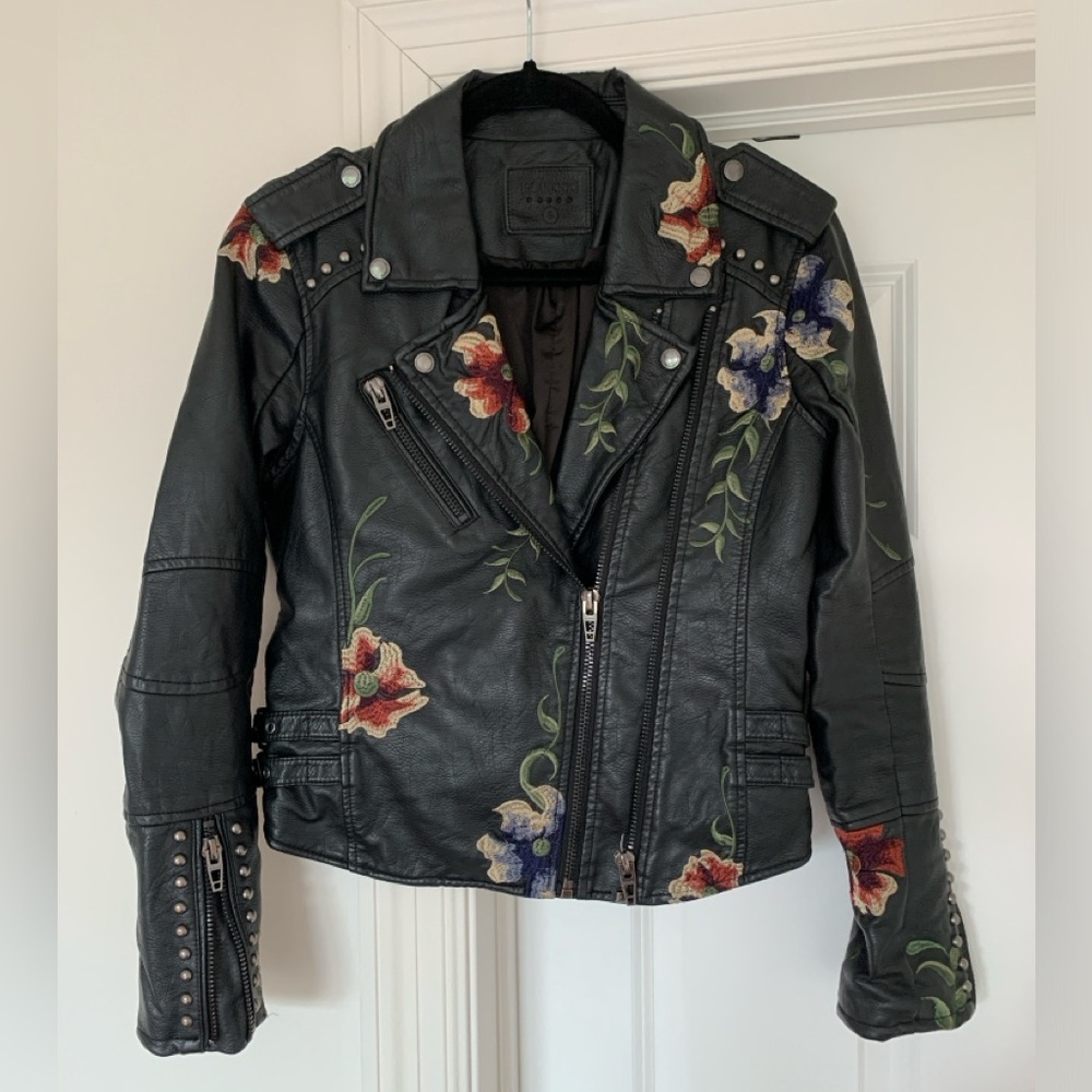 BLANK NYC Floral Leather Jacket